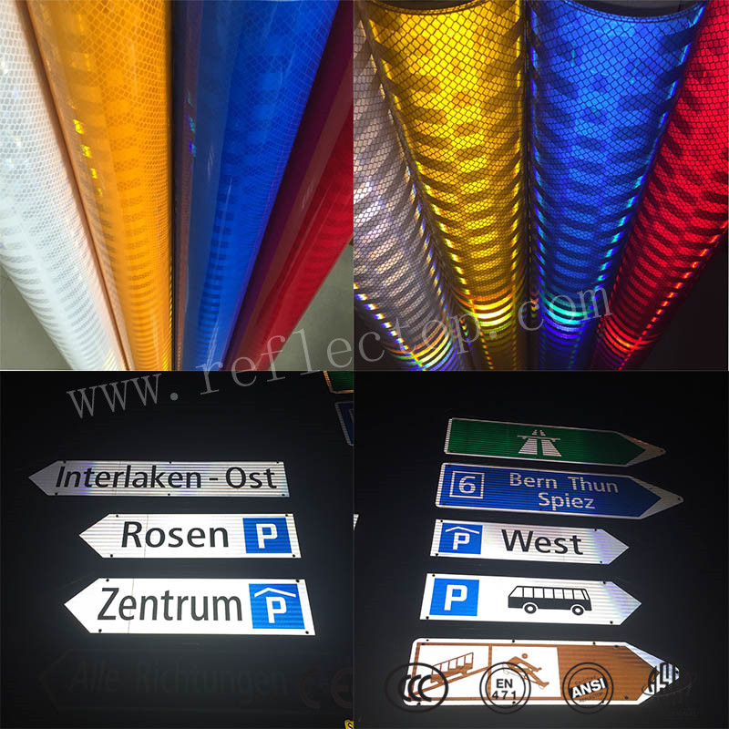 Reflective film for temporary road signs